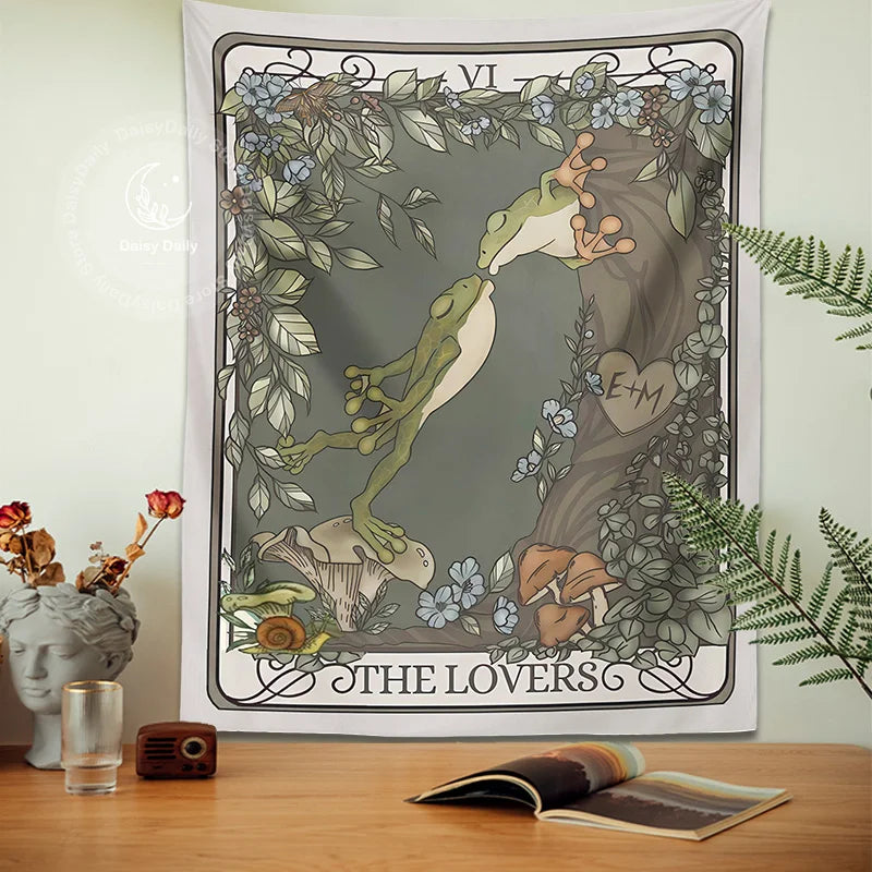 Afralia™ Frog Lover Tarot Tapestry: Cute Boho Room Decor & Bedroom Wall Hanging