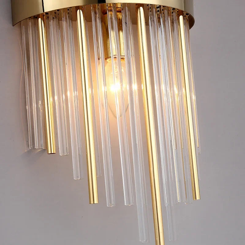 Afralia™ Crystal LED Wall Lamp for Dining Living Room Restroom Stair Bedside Luxury Sconce