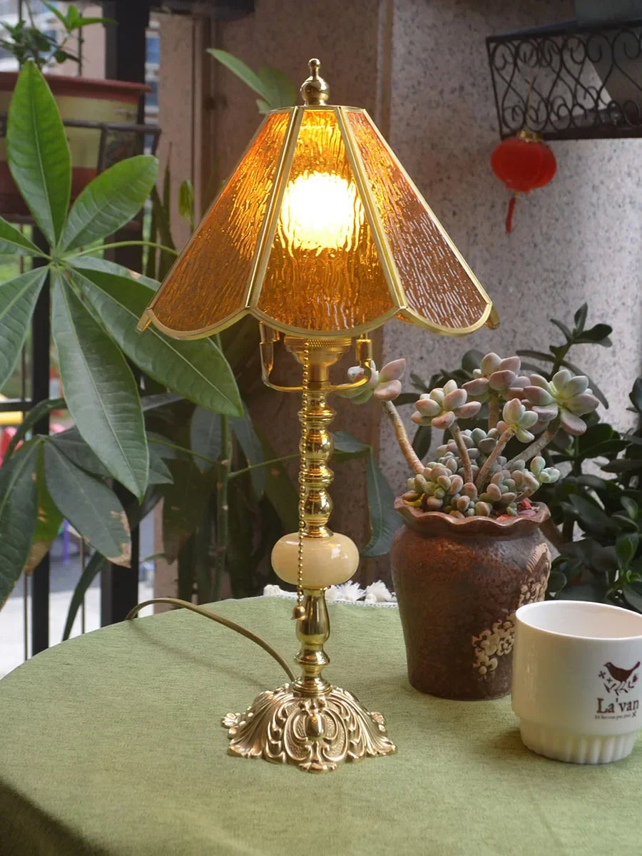 Afralia™ Brass Desk Lamp - French Retro Minimalist Light Luxury Bedroom Nostalgia
