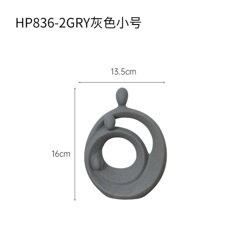 Afralia™ Abstract Family Sculpture Set Geometric Home Decoration Ornaments