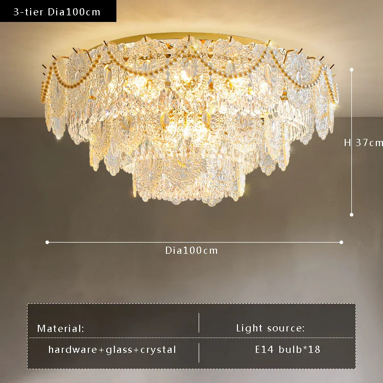 Afralia™ Gold Glass Ceiling Chandelier - Modern Vintage Living Room Lighting