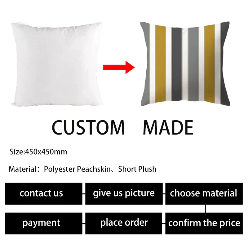 Afralia™ Wood Marble Cushion Cover - Home Decor Square Line Pillowslip