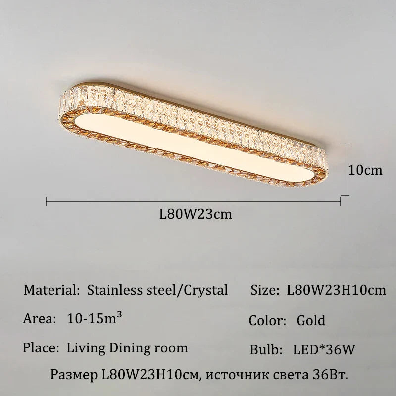 Afralia™ Luxury Gold LED Crystal Ceiling Light Chandelier for Home Living Dining Room