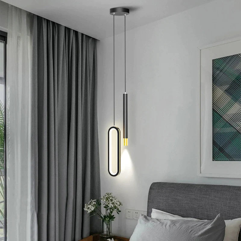 Afralia™ Black Pendant Lamps: Modern Bedroom Lighting with Long Cable