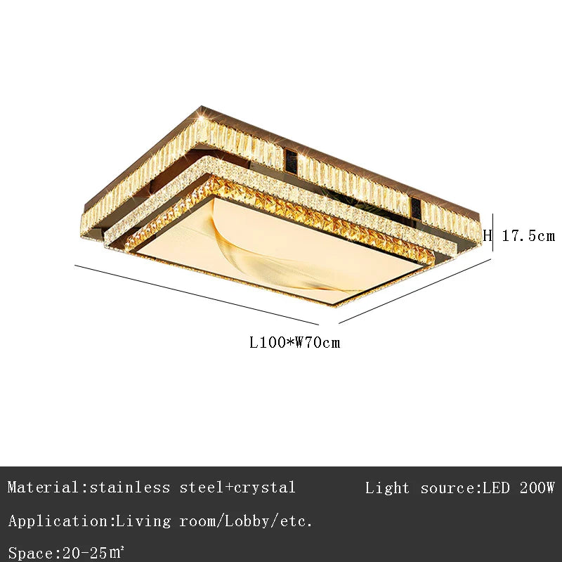Afralia™ Gold Ceiling Lamp | Modern Rectangle Crystal Bedroom Living Room Light
