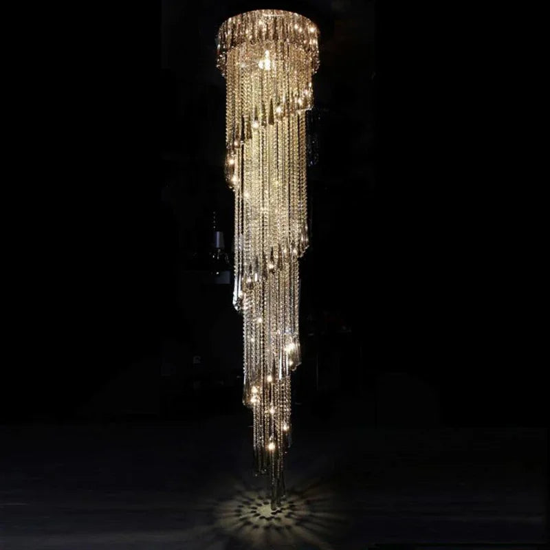 Afralia™ Smoky Gray Crystal LED Chandelier for Luxurious Interior Lighting