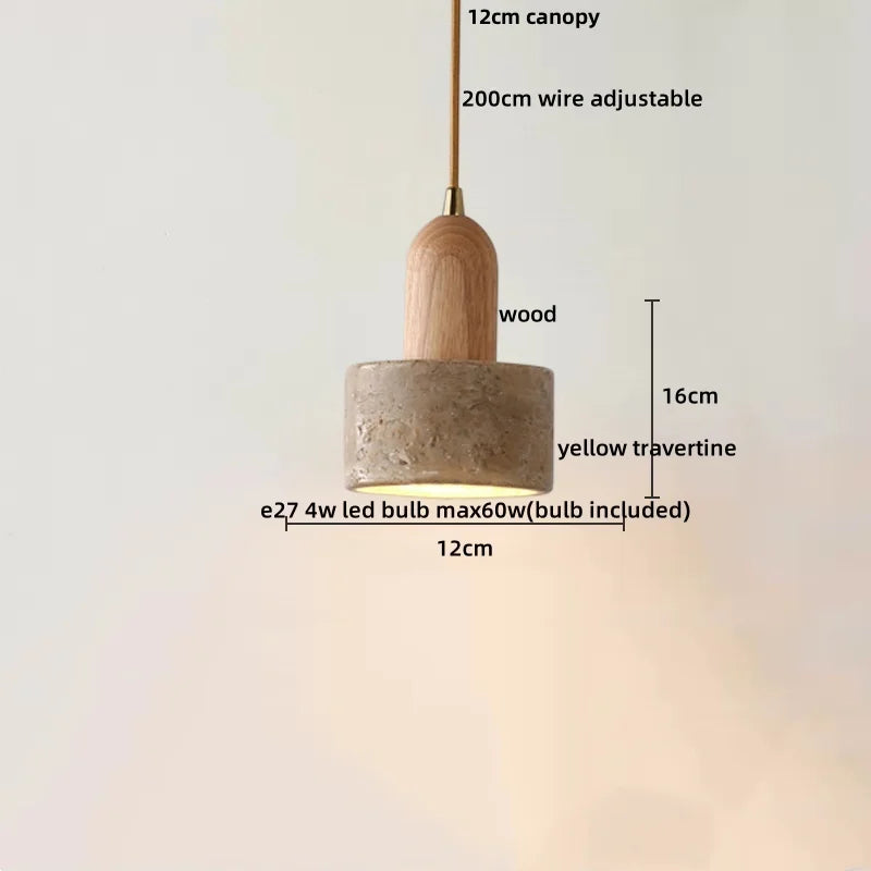 Afralia™ Yellow Travertine Stone LED Pendant Lamp for Kitchen, Living Room, Bedroom