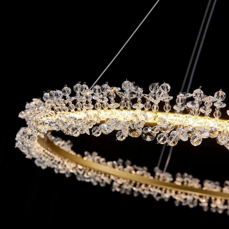 Afralia™ Modern Gold LED Crystal Chandelier for Parlor Dining Bedroom Lighting