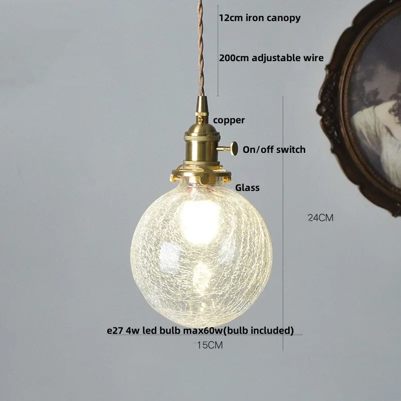 Afralia™ Glass LED Pendant Lamp Modern Copper Socket Hanging Light