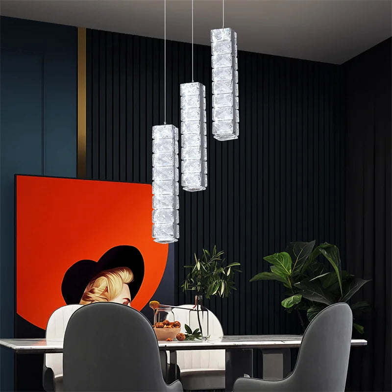 Afralia™ Modern K9 Crystal Chandelier Pendant Light for Living Dining Room Home Decor