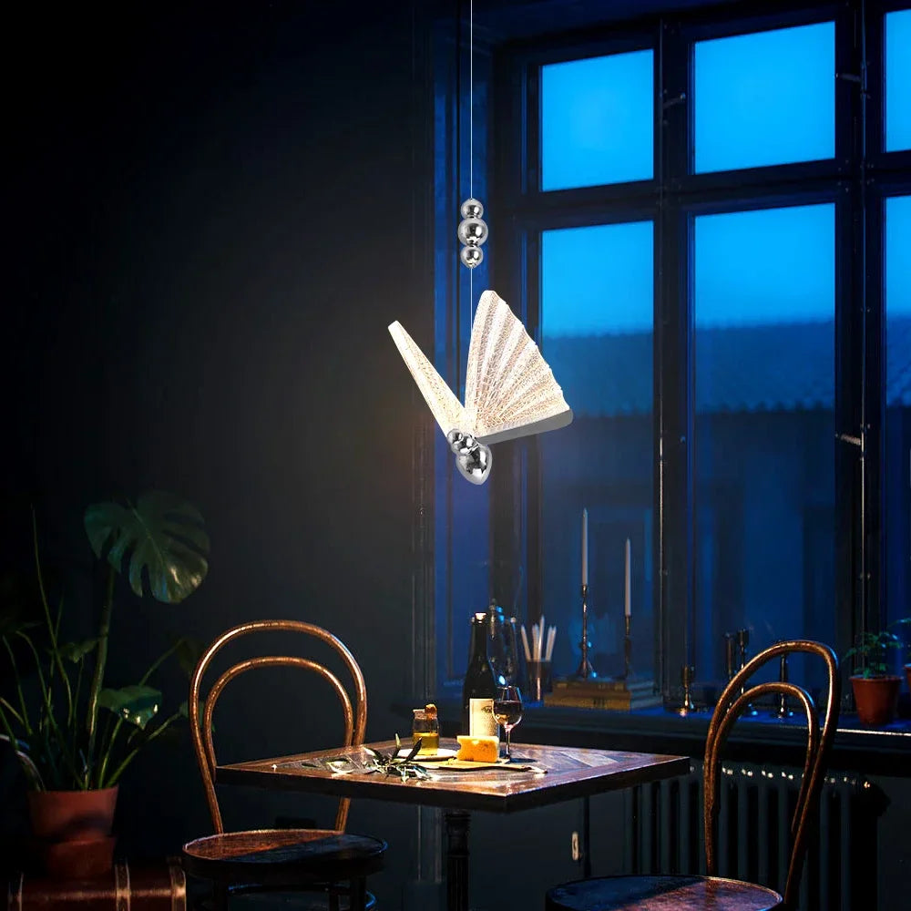 Afralia™ Butterfly LED Chandelier Pendant Light for Modern Living and Dining Spaces
