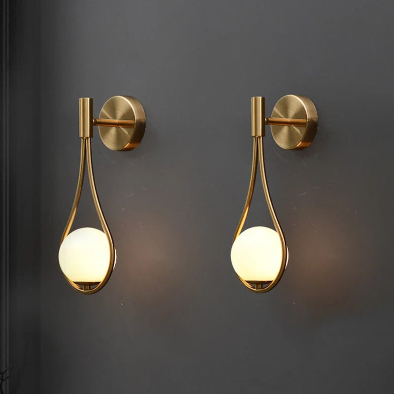 Afralia™ Brass Glass Wall Lamp for Nordic Modern Bedroom Lighting