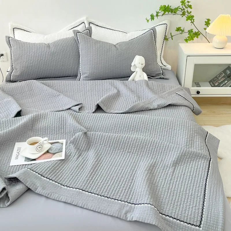 Afralia™ Korean Style Bubble Yarn Quilted Summer Comforter Set