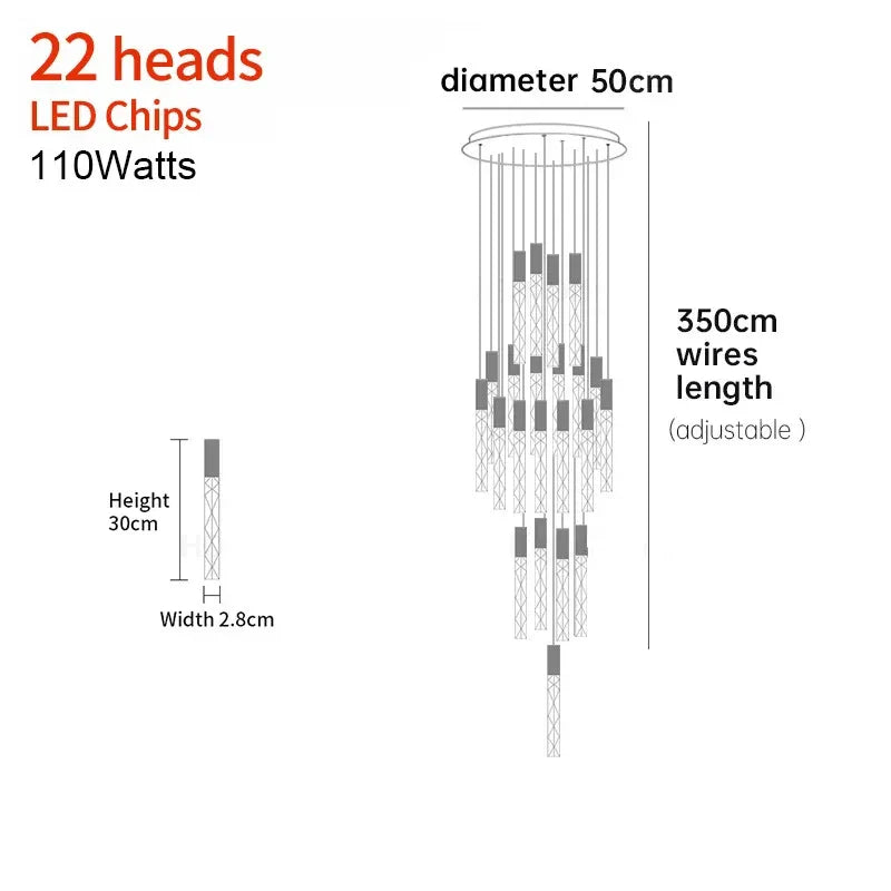 Afralia™ Crystal Staircase Chandelier: Luxury LED Pendant Lighting for Dining Rooms, Villas, and Attics