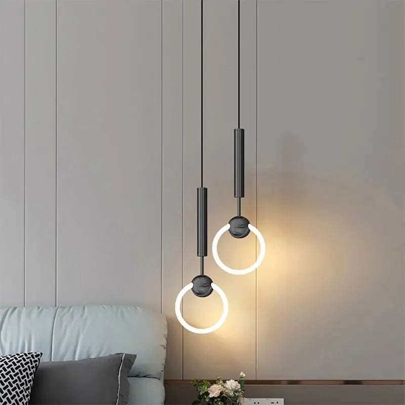 Afralia™ Luxury Nordic LED Pendant Light Chandelier - Black Gold Elegance