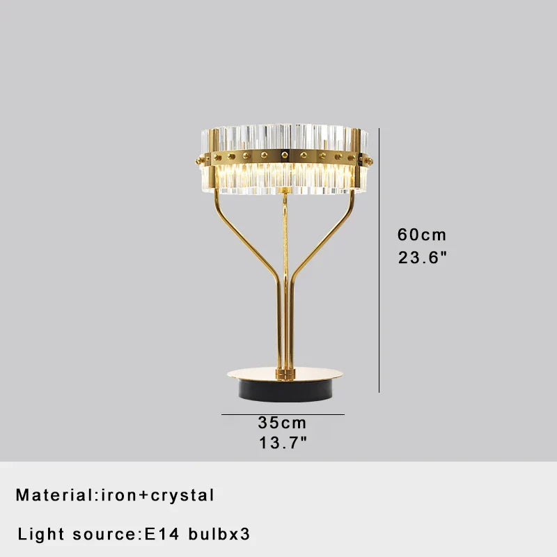 Afralia™ Luxury Crystal Glass Table Lamp Gold Finish 2700K Desk Light with E14 Bulb