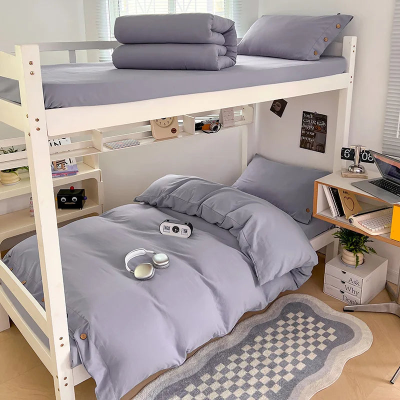 Afralia™ Buttoned Washed Cotton Bedding Set: Soft & Breathable Quilt Cover for Home or Dorm