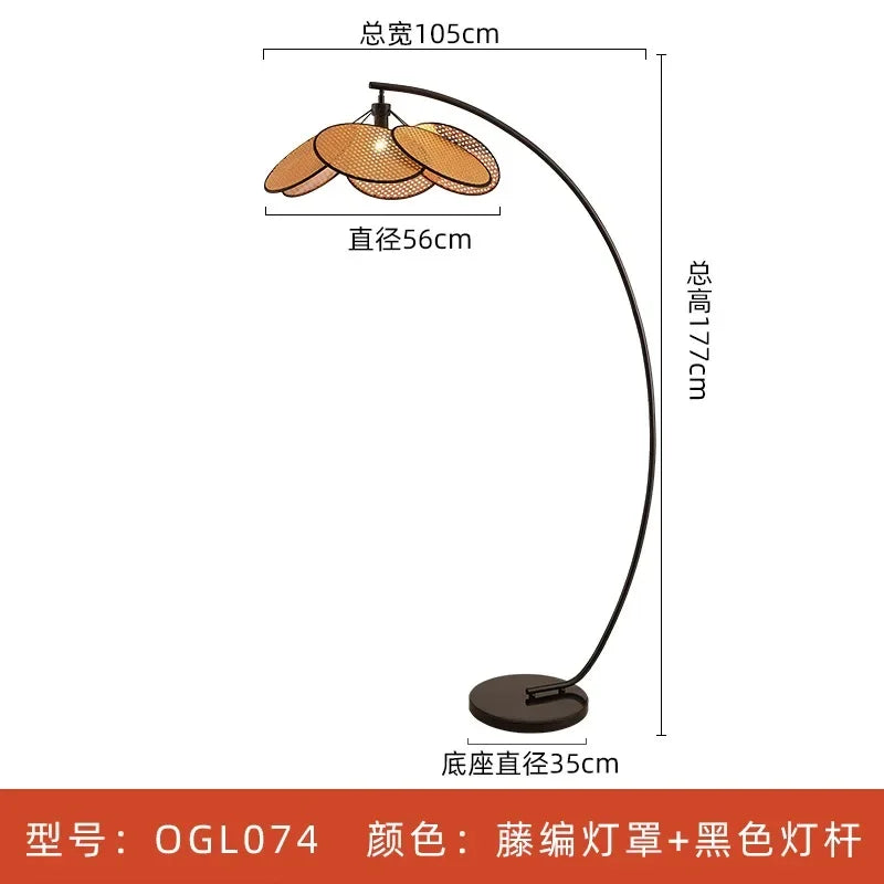 Afralia™ Wabi-sabi Rattan Weaving Petal Floor Lamp LED E27 for Living Room Villa