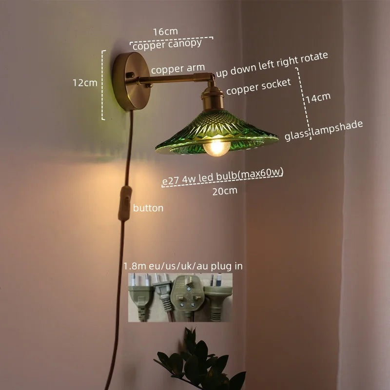 Afralia™ Copper Glass LED Wall Lamp Modern Nordic Home Decor Applique Murale