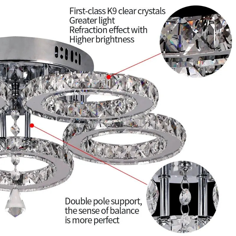 Afralia™ Modern Crystal Chandelier Ceiling Lamp for Bedroom Living Dining Room