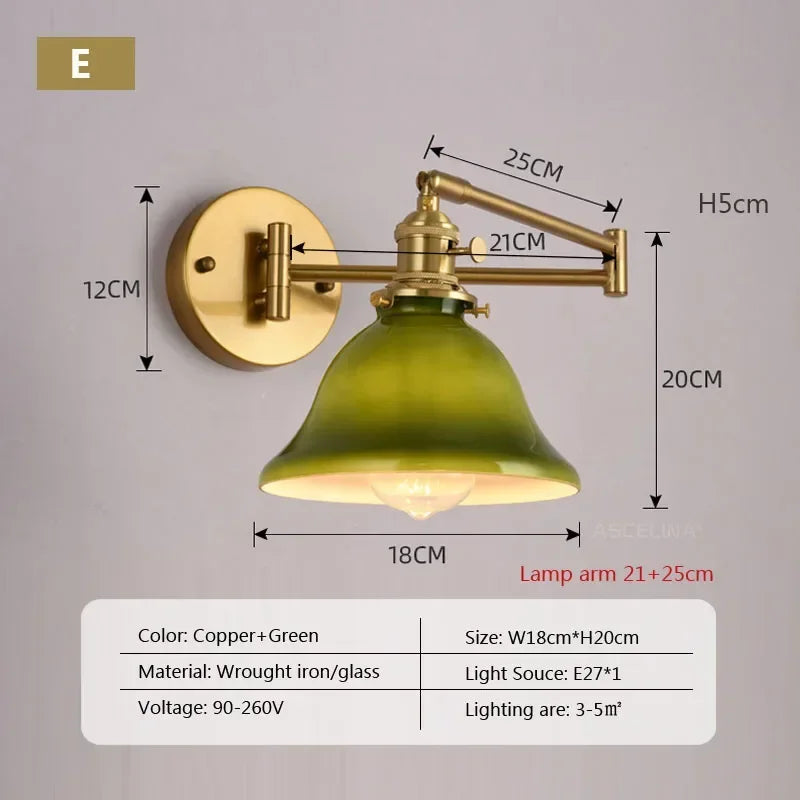 Afralia™ Retro Rocker Adjustable Wall Sconce Lights for Living Room & Aisle