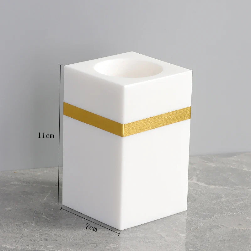 Afralia™ White Marble Gold Bathroom Set