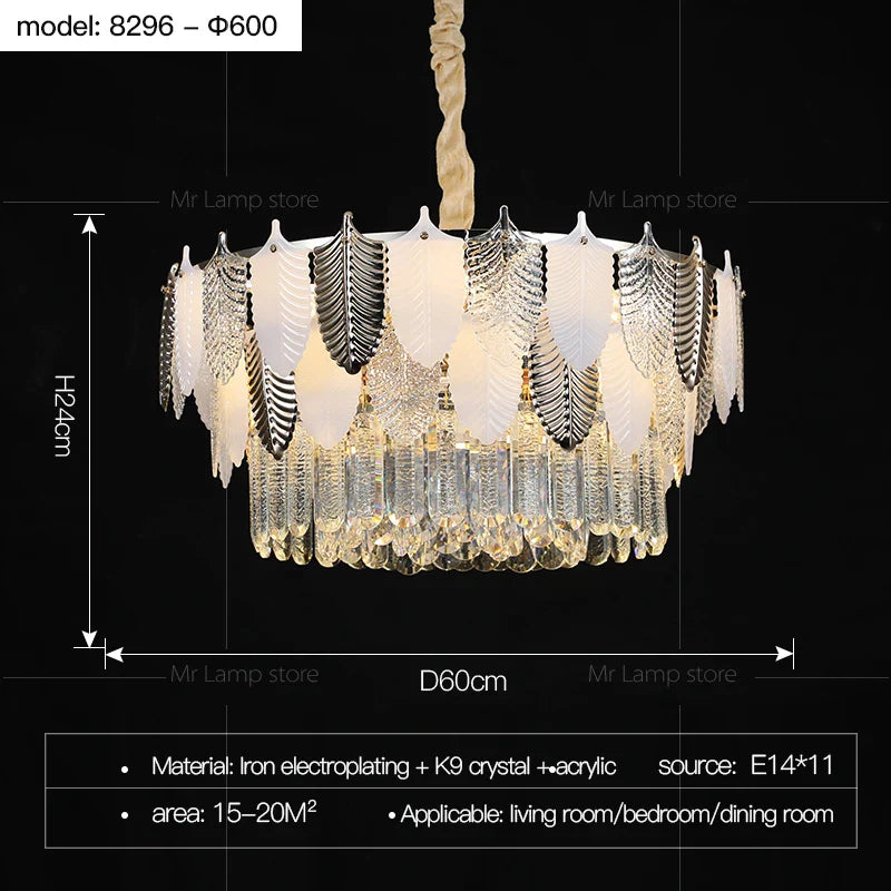 Afralia™ Retro Leaf Crystal Chandelier: Luxury Postmodern Living Room Lighting