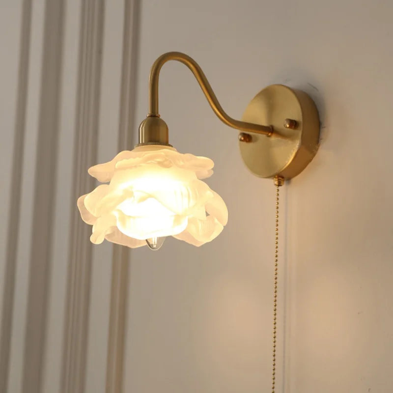 Afralia™ Brass LED Wall Lights Pull Chain Switch Clear Glass Modern Vanity Mirror Light