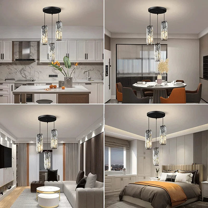 Afralia™ Mini Crystal Chandelier | Adjustable 3-Light Fixture for Dining Room & Bedroom