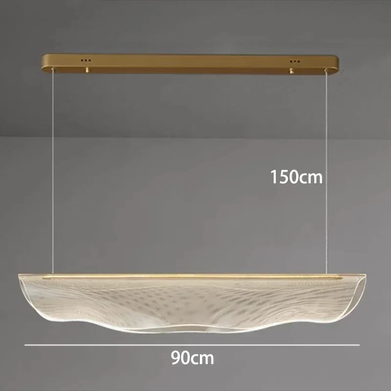 Afralia™ Long Curve LED Chandelier for Living Room Dining Office Decor