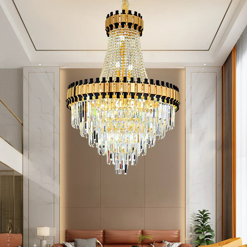 Afralia™ Crystal Chandelier for Duplex Villa Living Room with Intelligent Dimming