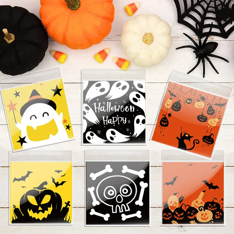 Afralia™ Halloween Biscuits Packaging Bags 100PCS - Kitchen Pastry Decoration Essentials