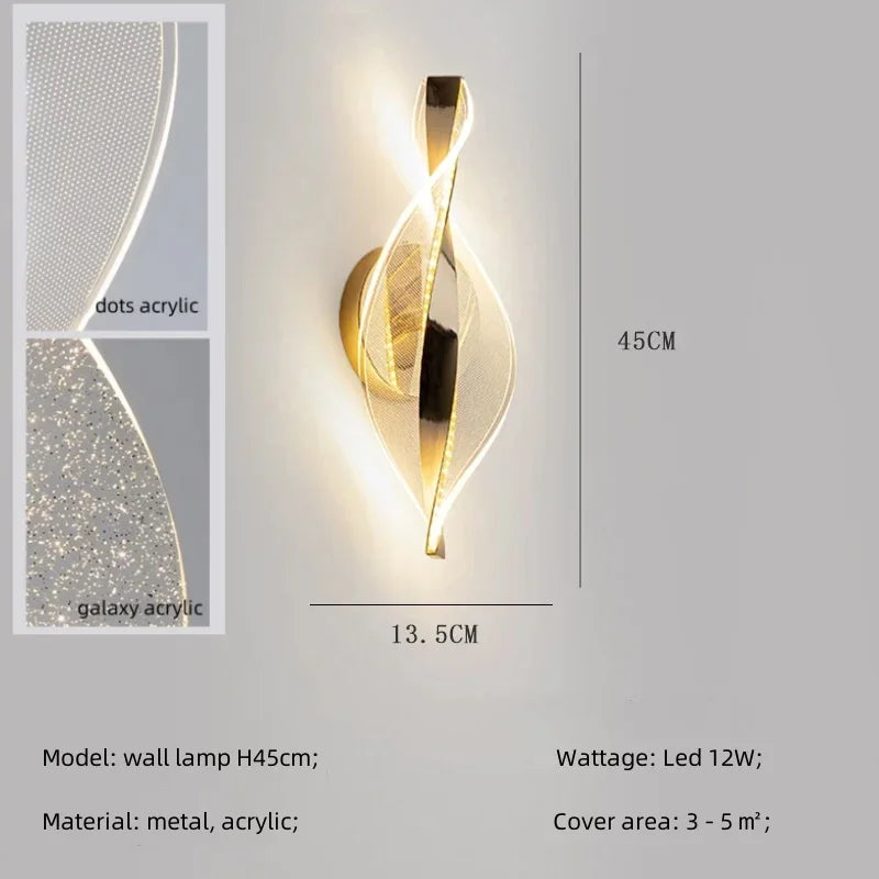Afralia™ Spiral Gold LED Chandelier Acrylic Pendant Lights for Modern Bedside Stairs