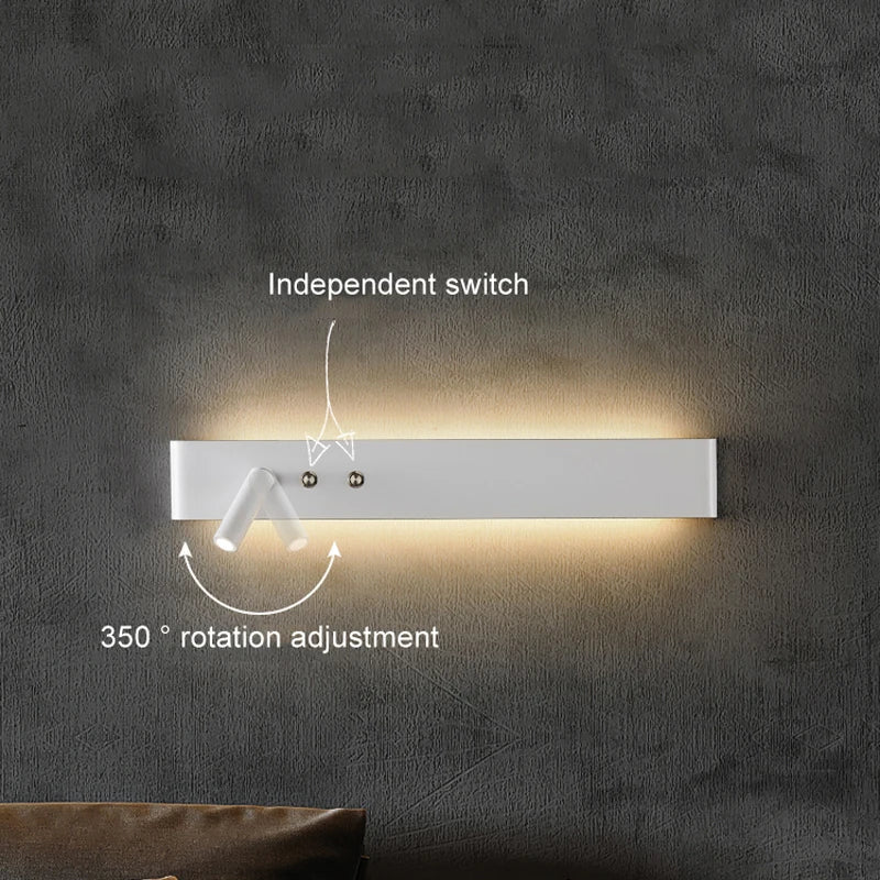 Afralia™ 8W/20W Long Led Wall Light Switch, Aluminum Fixture for Living Room Bedroom.