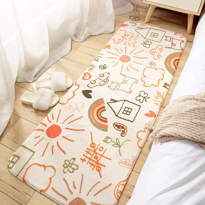 Afralia™ Cozy Faux Lamb Wool Bedside Rug for Bedroom Decor Anti-Slip Soft Living Room Carpet