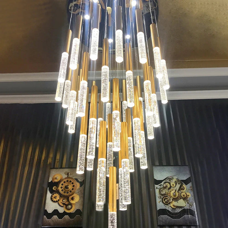 Afralia™ Crystal LED Chandelier: Stylish Lighting for Staircase & Living Room