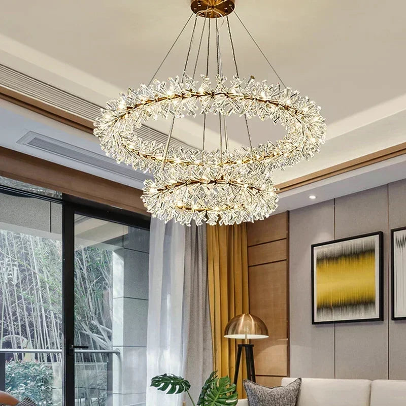 Afralia™ Luxury Crystal Chandelier LED Ceiling Light for Modern Living Room & Bedroom