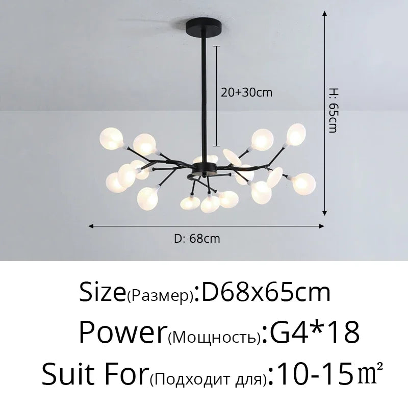 Afralia™ Firefly LED Chandelier Black Gold - Modern Minimalist Ceiling Pendant Lamp