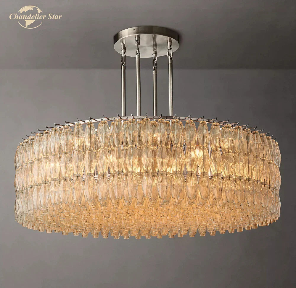 Afralia™ Chiara Clear Glass Modern Black Chandelier for Living Room Dining Kitchen