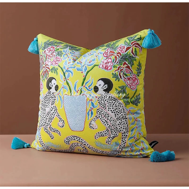 Afralia™ Mystical Monkeys with Vase Retro Throw Pillow Cases