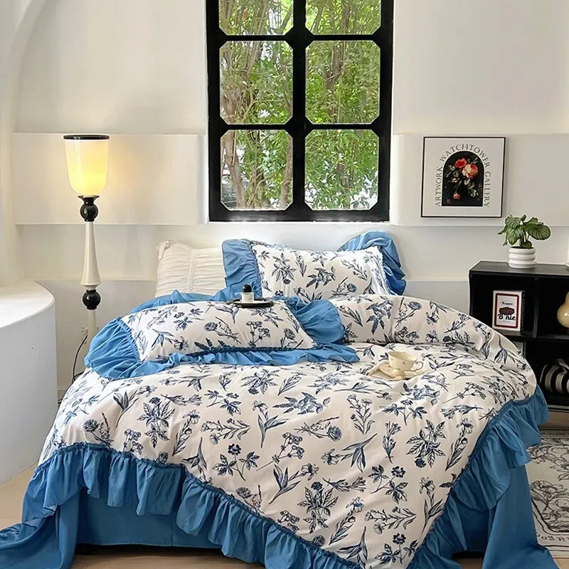 Afralia™ Lace Printed Duvet Cover Set - Elegant, Cozy Bedding for Single & Double Beds