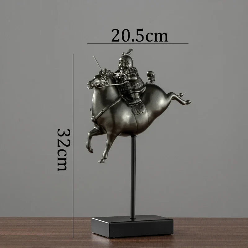 Afralia™ Terracotta Warrior Horse Sculpture Resin Knight Figurine Home Decor Gift