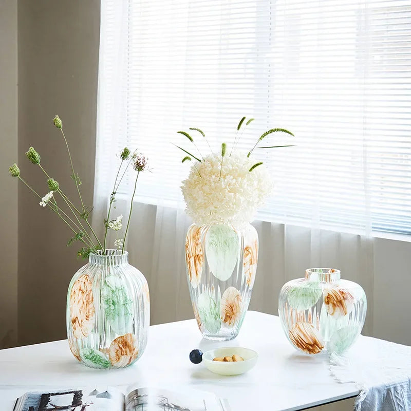 Afralia™ Clear Glass Vase Irregular Pattern for Home Decor and Dried Flowers