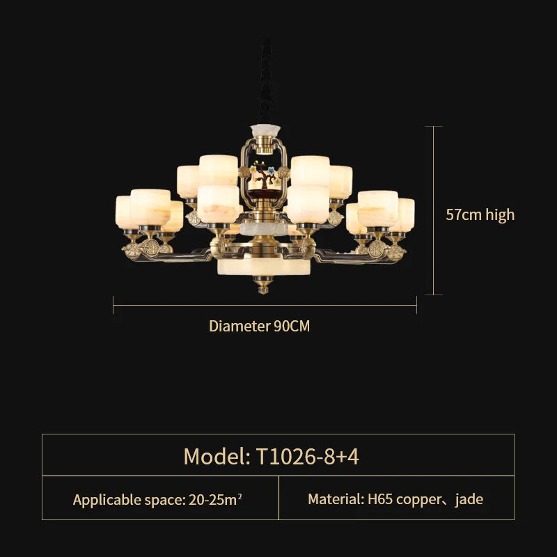 Afralia™ Copper Jade Duplex Chandelier: Chinese Villa Hall Lighting for Hotel Lobby & Living Room