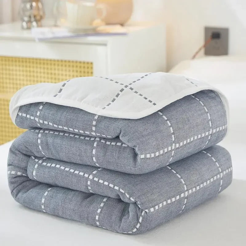 Afralia™ Classic Cotton Blanket - Six Layers Gauze Thin Quilt for Beds and Sofas