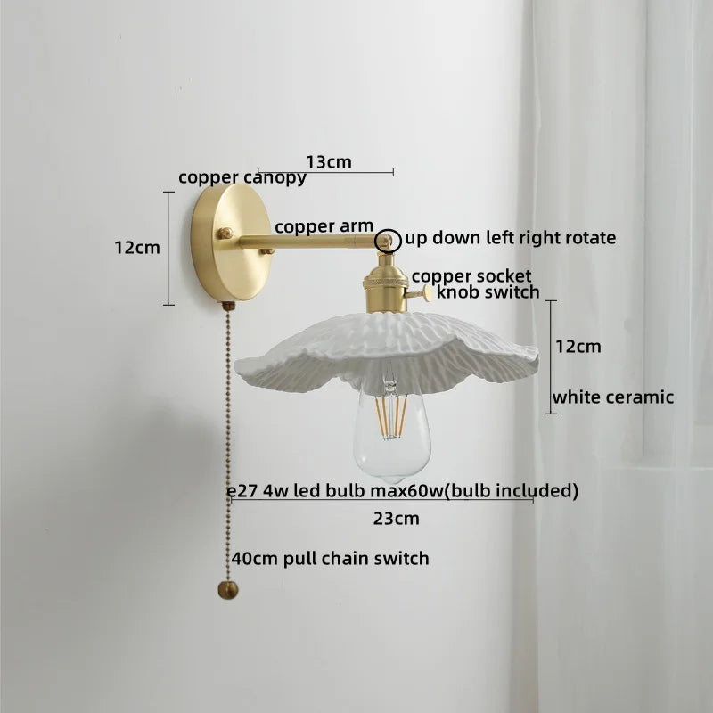 Afralia™ Copper Glass LED Wall Lamps Pull Chain Switch Modern Stair Light Fixtures