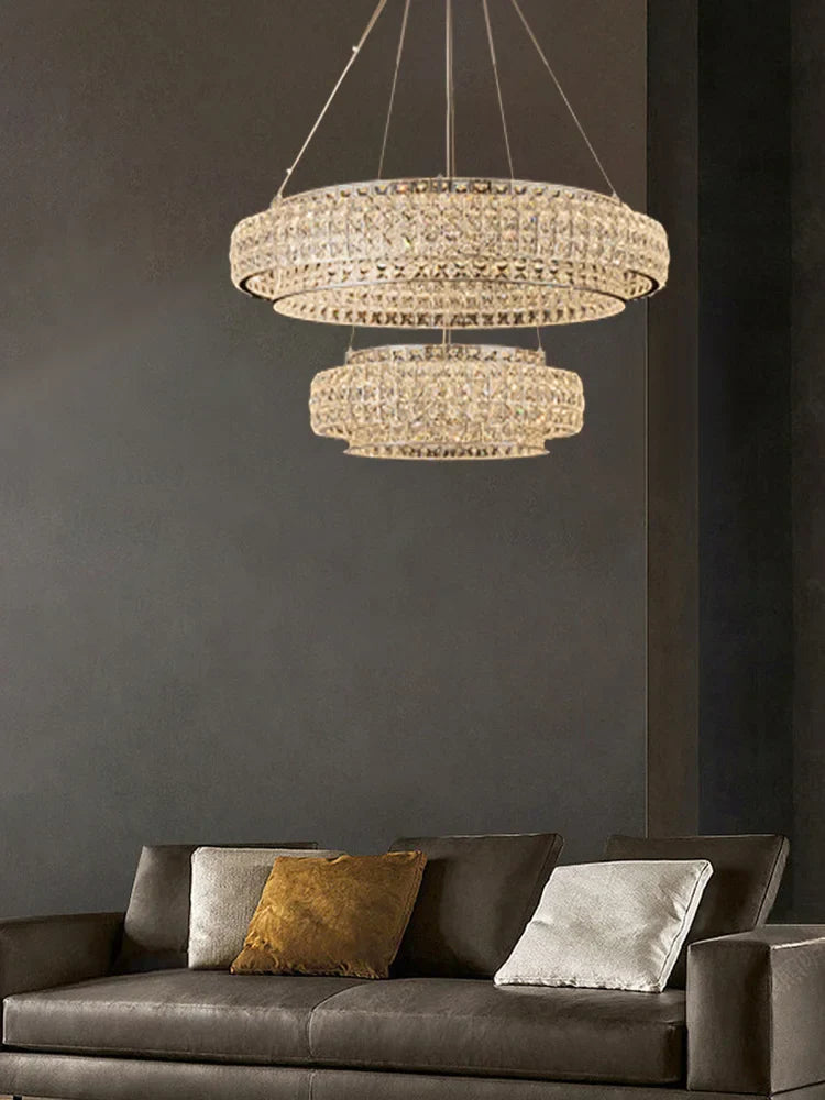 Afralia™ Modern Round Crystal LED Ceiling Lamp for Luxurious Living Room Lighting