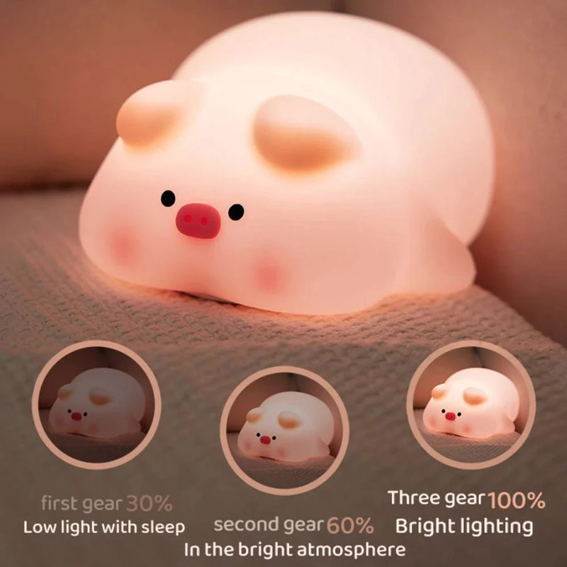 Afralia™ Hippo Silicone Night Light: Rechargeable, Touch Control, 3-Level Dimmable, Kids Toy Gift