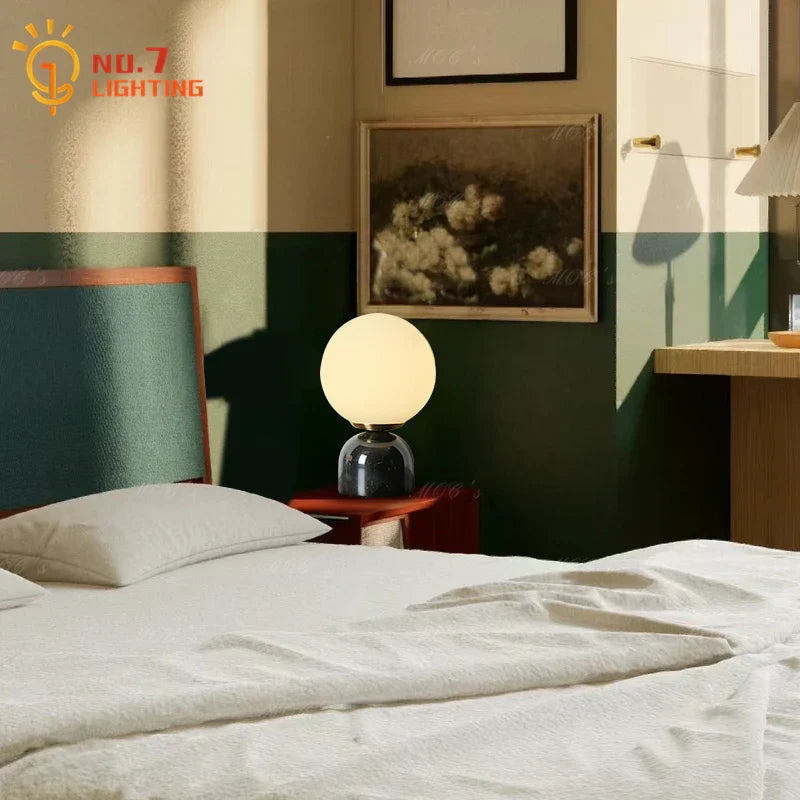 Afralia™ Cream Wind Marble Table Lamp LED G9 Simple Designer Desk Light