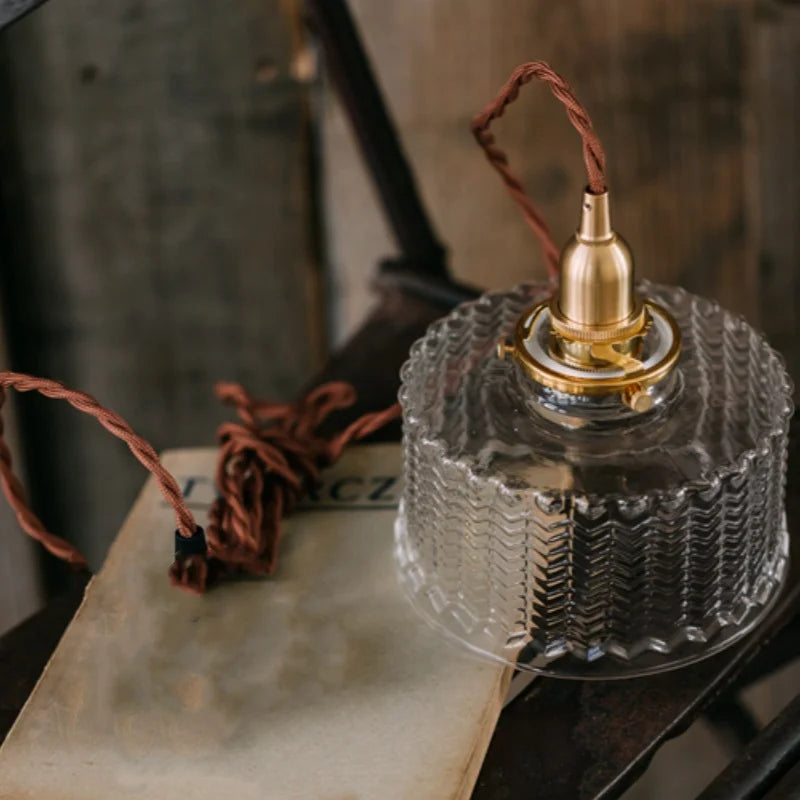 Afralia™ Clear Glass LED Pendant Light Fixture with Copper Socket for Modern Home Decor